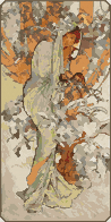 Winter Cross Stitch Pattern | Alphonse Mucha