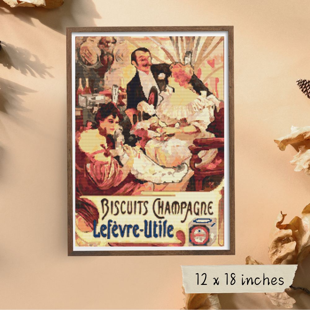 Biscuits Champagne-Lefèvre-Utile Cross Stitch Pattern | Alphonse Mucha