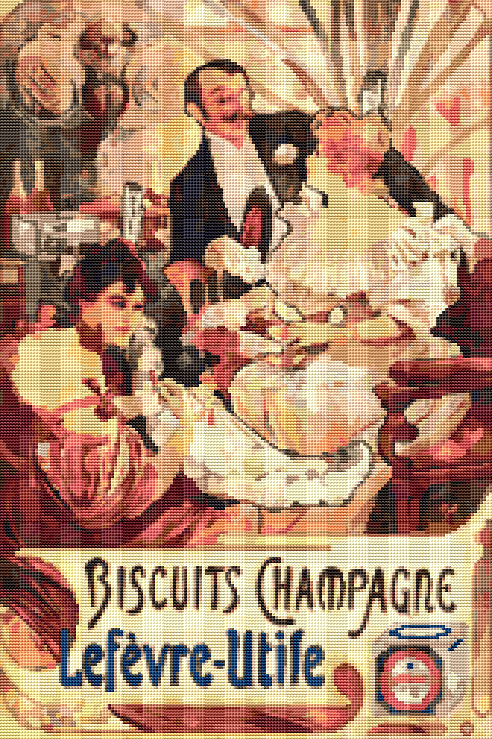 Biscuits Champagne-Lefèvre-Utile Cross Stitch Pattern | Alphonse Mucha