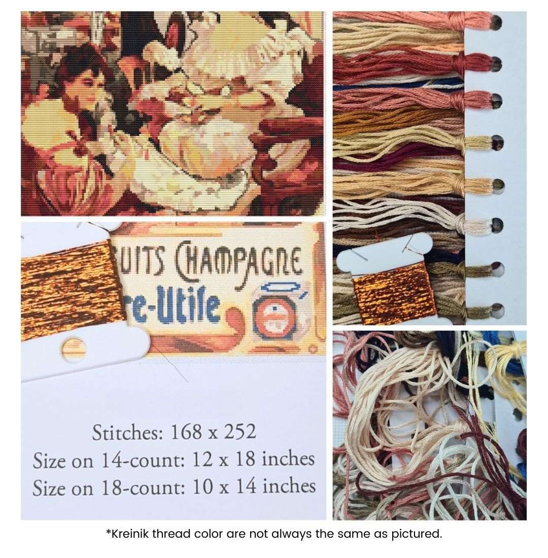 Biscuits Champagne-Lefèvre-Utile Cross Stitch Kit | Alphonse Mucha