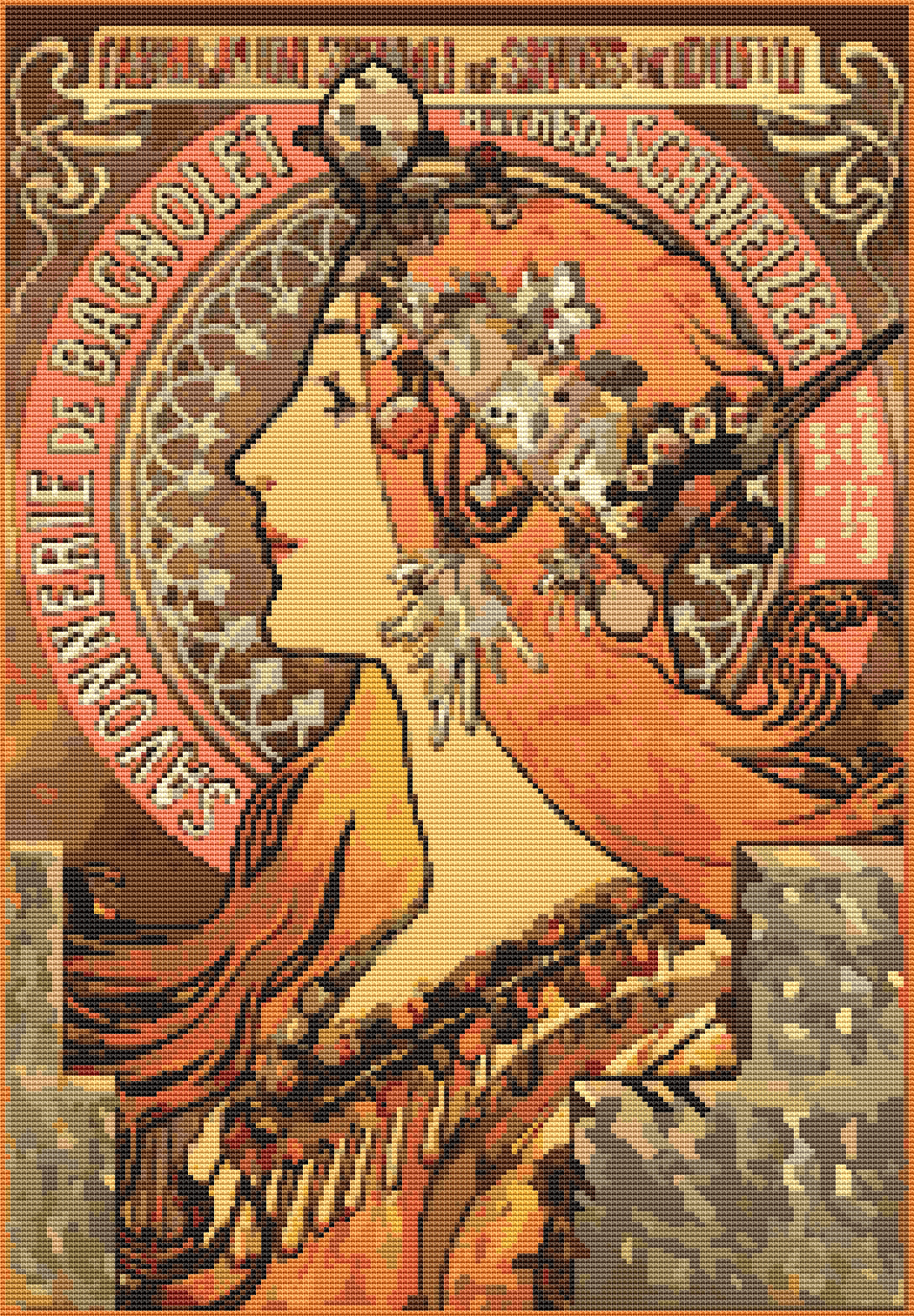 Savonnerie de Bagnolet Cross Stitch Pattern by Alphonse Mucha