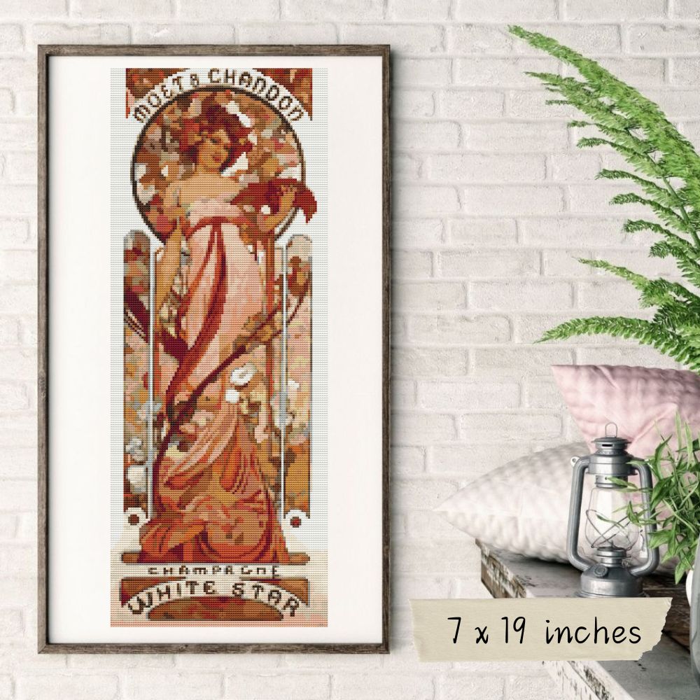 White Star Cross Stitch Kit | Alphonse Mucha