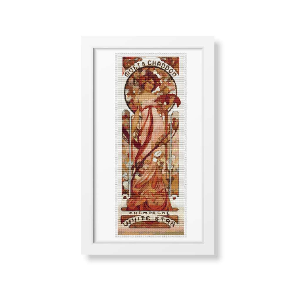 White Star Cross Stitch Pattern | Alphonse Mucha