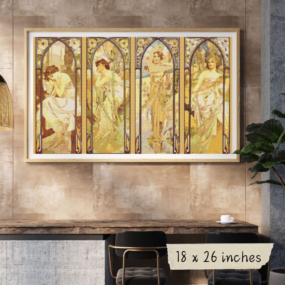 The Times of the Day Cross Stitch Kit | Alphonse Mucha