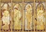 The Times of the Day Cross Stitch Pattern by Alphonse Mucha