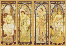 The Times of the Day Cross Stitch Kit | Alphonse Mucha