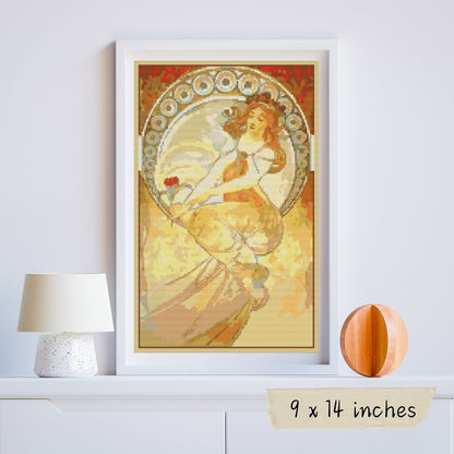 Painting Cross Stitch Pattern | Alphonse Mucha