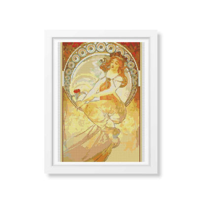 Painting Cross Stitch Pattern | Alphonse Mucha