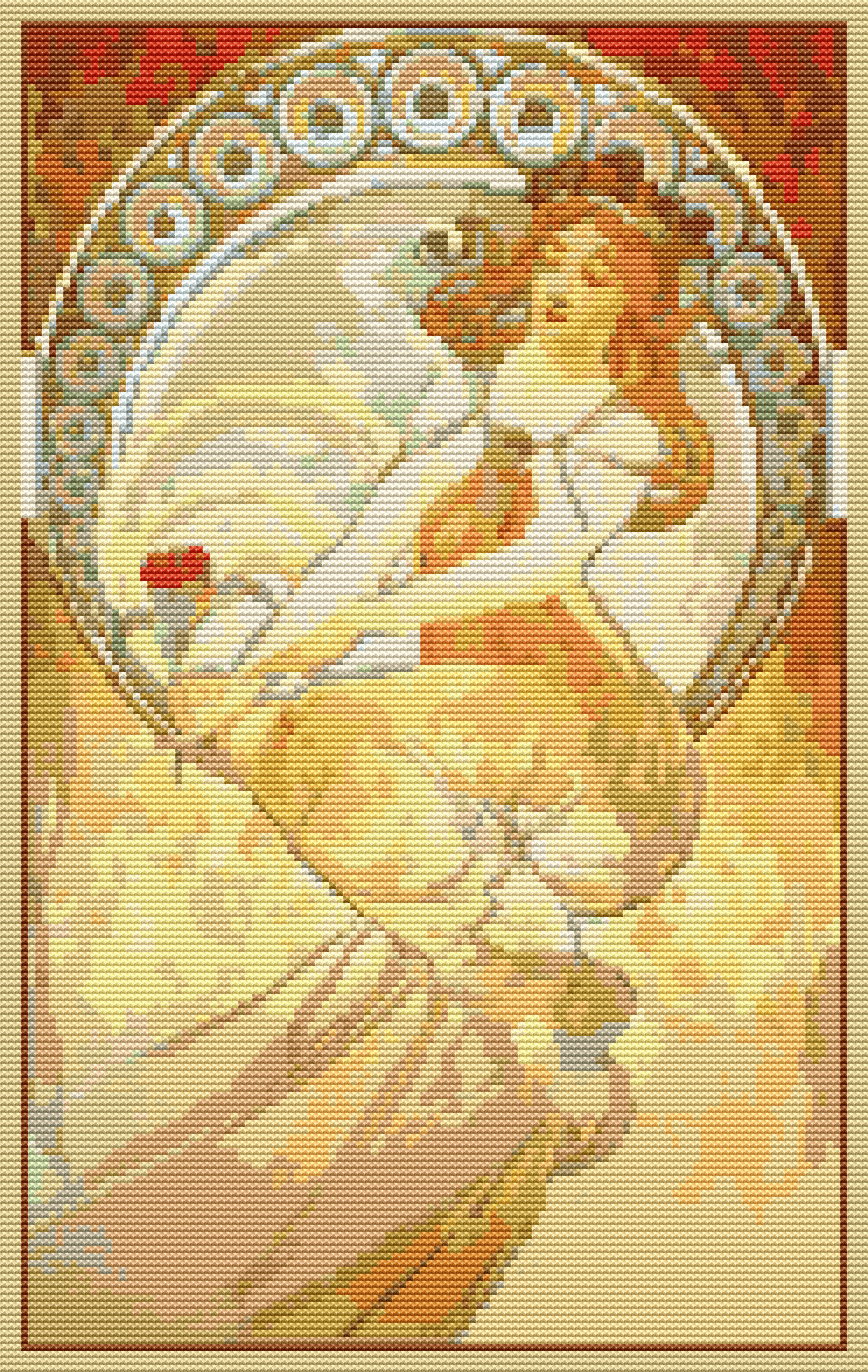 Painting Cross Stitch Pattern | Alphonse Mucha