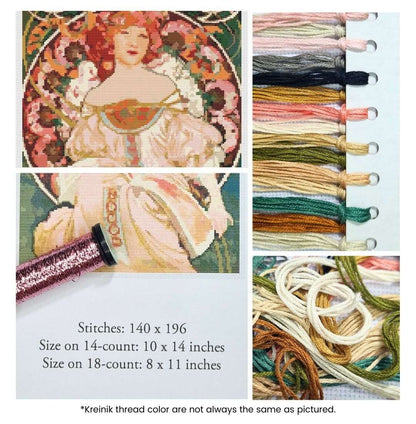 Champenois Cross Stitch Kit | Alphonse Mucha