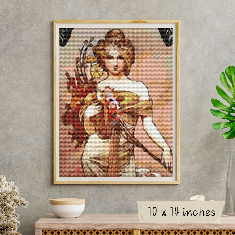 Spring Ellipse Cross Stitch Kit | Alphonse Mucha