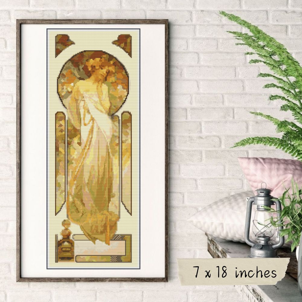 Lady Sylvanis Essence Cross Stitch Pattern | Alphonse Mucha