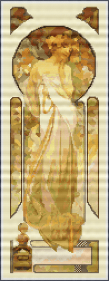 Lady Sylvanis Essence Cross Stitch Pattern | Alphonse Mucha