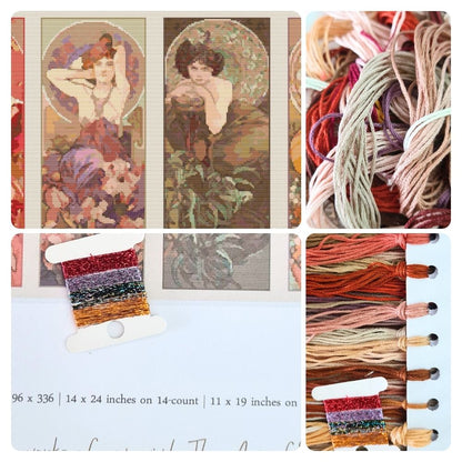 The Four Gemstones Cross Stitch Kit | Alphonse Mucha