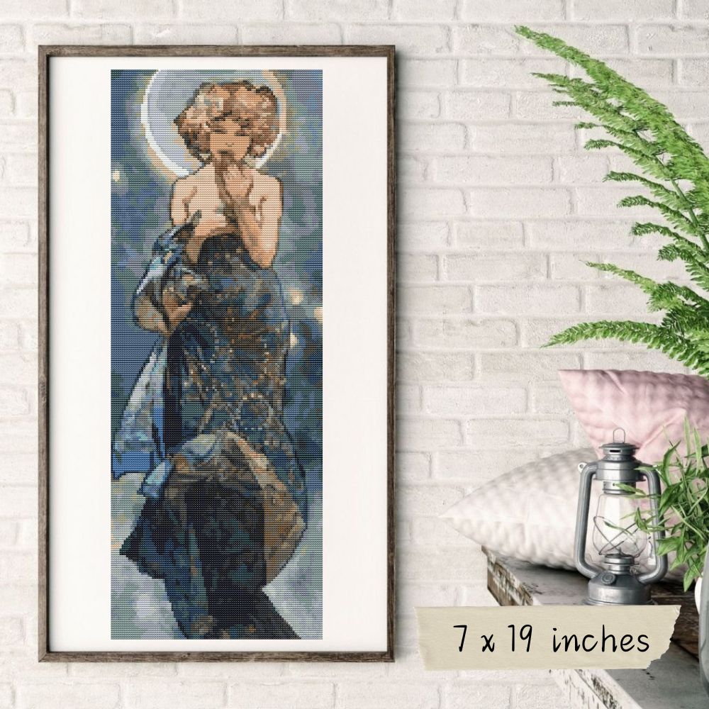 Claire Du Lune Cross Stitch Kit | Alphonse Mucha