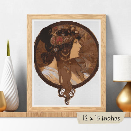 Byzantine Heads: Brunette Cross Stitch Pattern