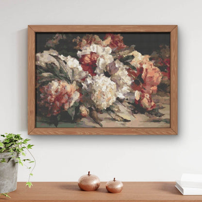 Peonies Cross Stitch Pattern