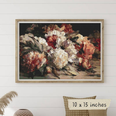 Peonies Cross Stitch Pattern