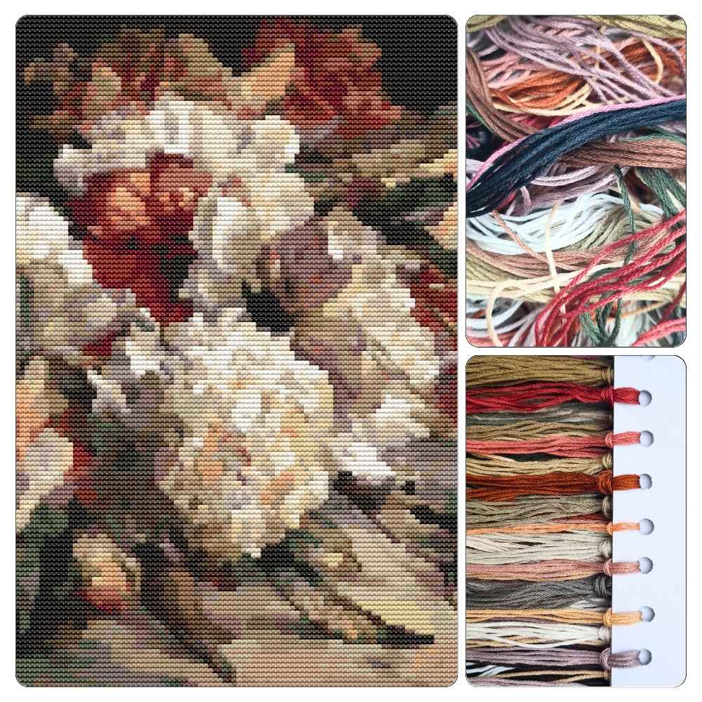 Peonies Cross Stitch Kit