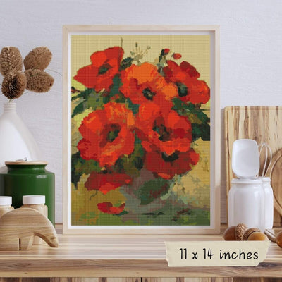 Poppies in a Vase Cross Stitch Kit