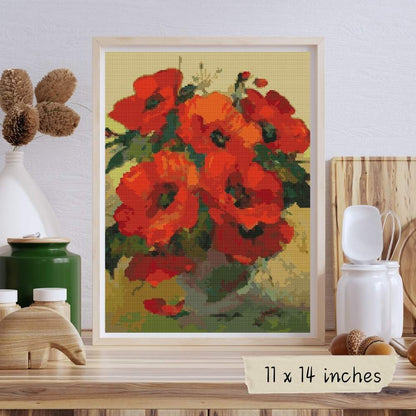Poppies in a Vase Cross Stitch Kit