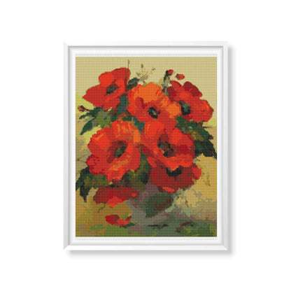 Poppies in a Vase Cross Stitch Kit | William Jabez Muckley