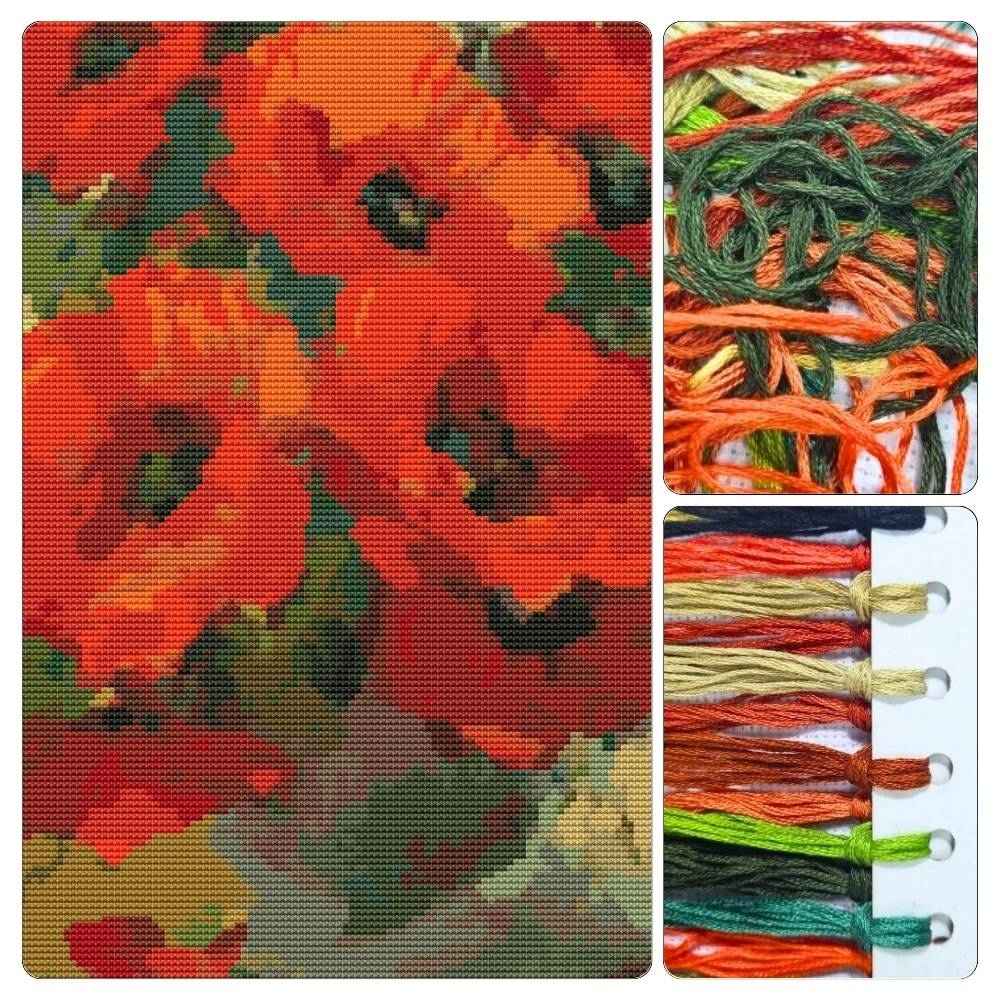 Poppies in a Vase Cross Stitch Kit