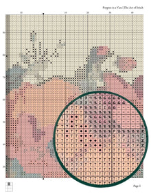 Poppies in a Vase Cross Stitch Pattern