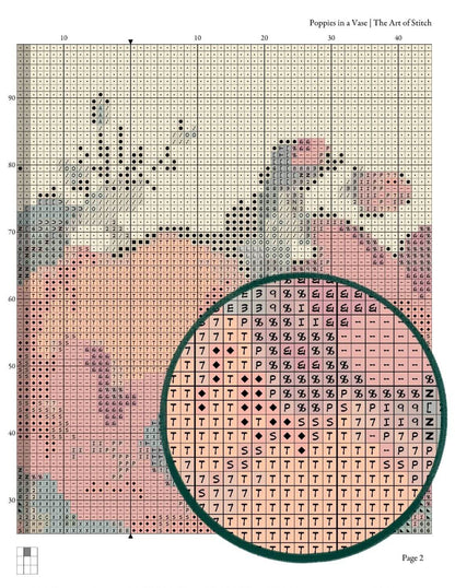 Poppies in a Vase Cross Stitch Pattern
