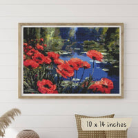 Poppies by the Pond Cross Stitch Pattern