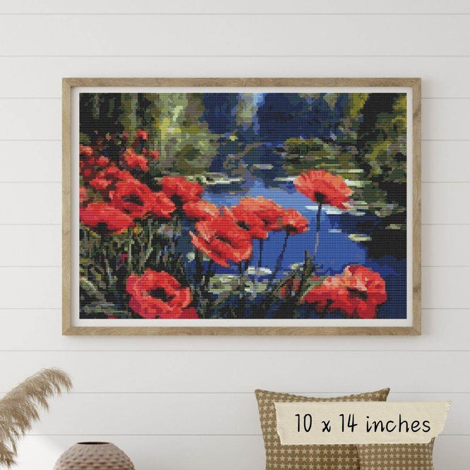 Poppies by the Pond Cross Stitch Kit