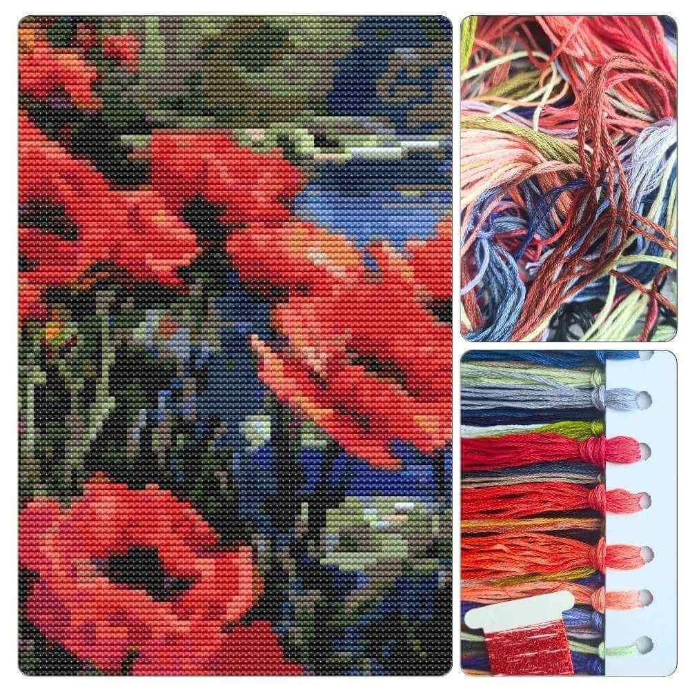 Poppies by the Pond Cross Stitch Kit