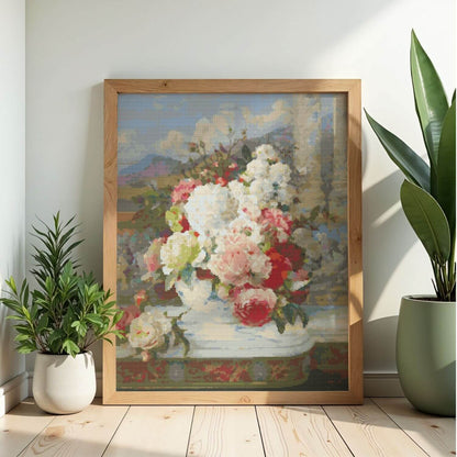Roses on a Marble Ledge Cross Stitch Kit