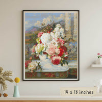 Roses on a Marble Ledge Cross Stitch Kit - Premium Cross Stitch Kit - William Jabez Muckley