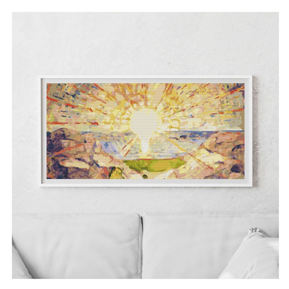 The Sun Cross Stitch Kit | Size: 10 x 18 inches | Edvard Munch