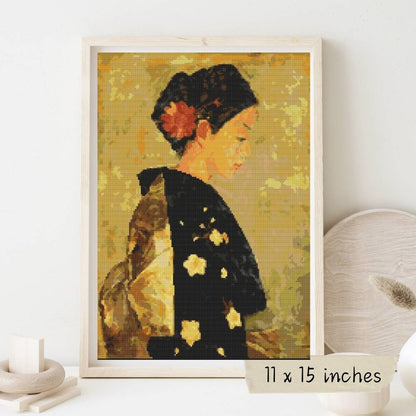 Jeune Femme de Profil Cross Stitch Pattern