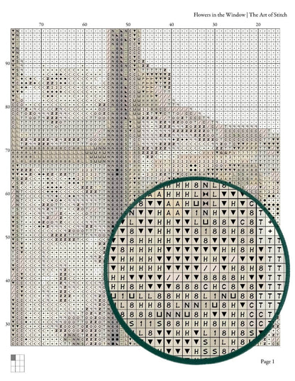 Flowers in the Window Cross Stitch Pattern