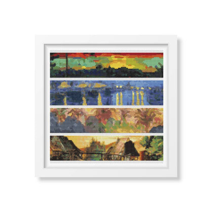 Panel Series featuring Landscapes Cross Stitch Pattern | Size: 2 x 10 inches per panel | The Art of Stitch