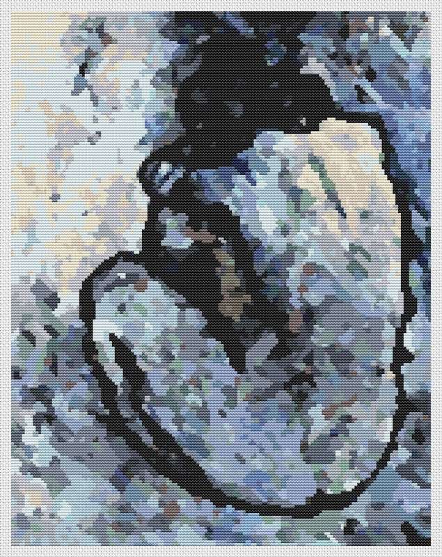 Blue Nude Counted Cross Stitch Pattern | Pablo Picasso