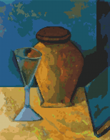Pot, Glass and Book Cross Stitch Pattern by Pablo Picasso
