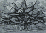 The Gray Tree Cross Stitch Pattern by Piet Mondrian
