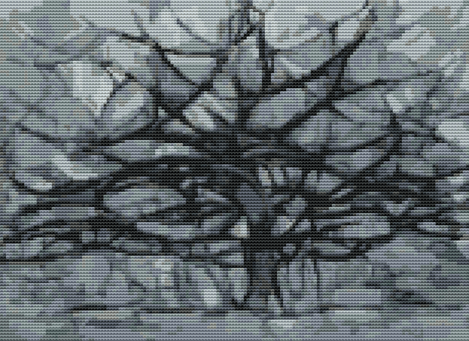 The Gray Tree Cross Stitch Pattern by Piet Mondrian