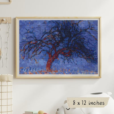 Evening Red Tree Cross Stitch Pattern