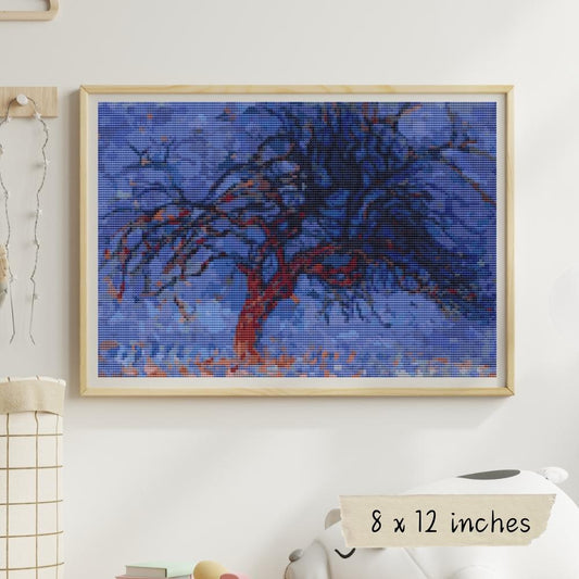 Evening Red Tree Cross Stitch Kit - Premium Cross Stitch Kit - Piet Mondrian