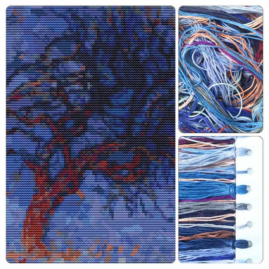 Evening Red Tree Cross Stitch Kit - Premium Cross Stitch Kit - Piet Mondrian