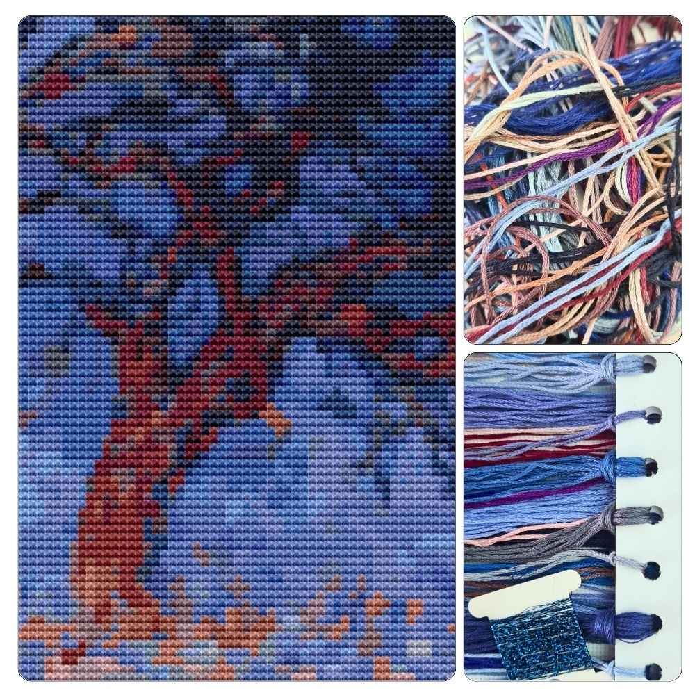 Evening Red Tree Cross Stitch Kit