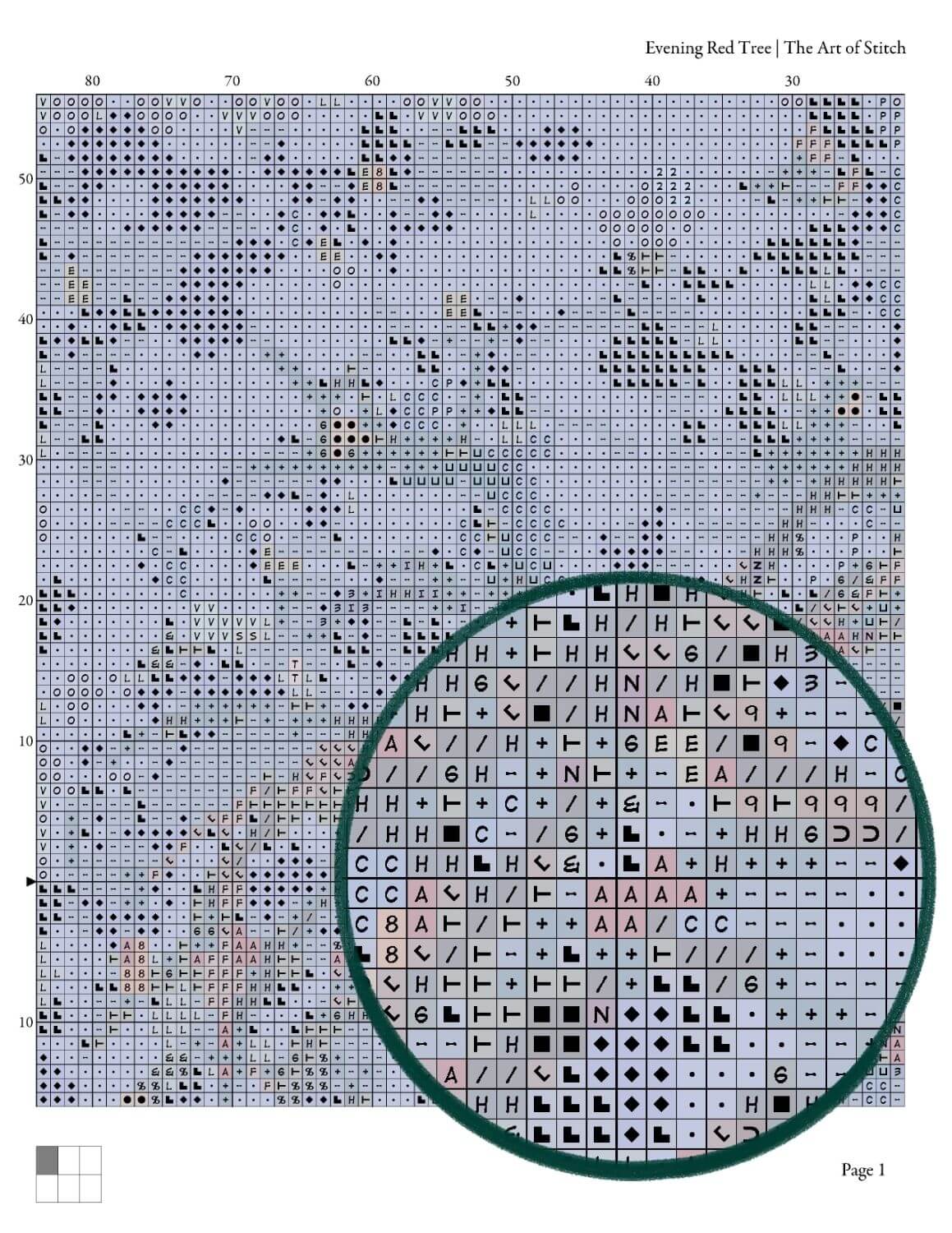 Evening Red Tree Cross Stitch Kit