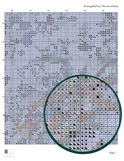 Evening Red Tree Cross Stitch Kit