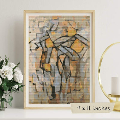 Composition in Grey Blue Cross Stitch Pattern