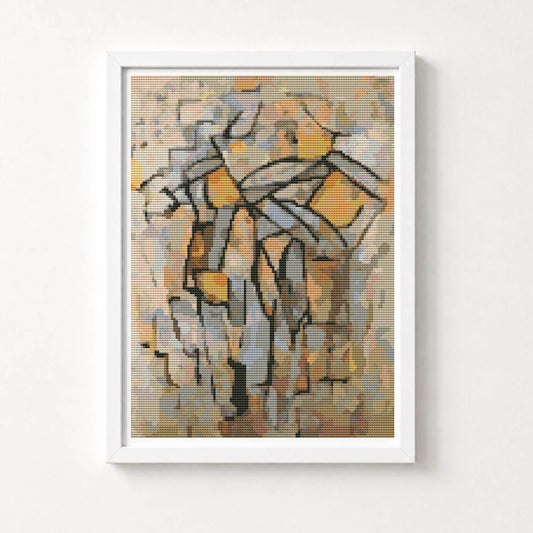 Composition in Grey Blue Cross Stitch Kit - Premium Cross Stitch Kit - Piet Mondrian